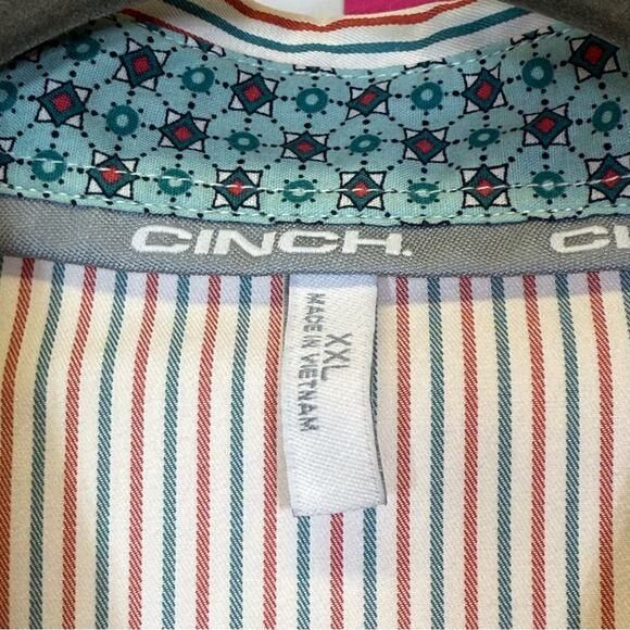 Cinch, White and Red Button Down Short Sleeve Shirt Size XXL. Excellent cond! - Picture 3 of 7